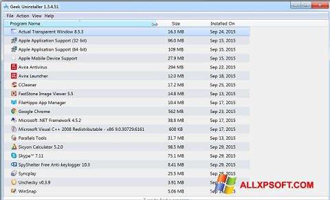 Στιγμιότυπο οθόνης Geek Uninstaller Windows XP