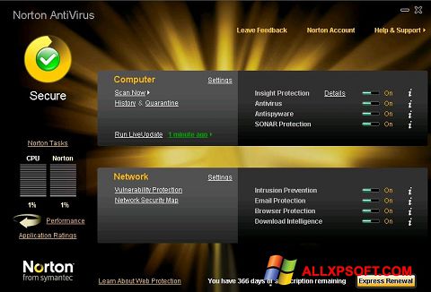 Στιγμιότυπο οθόνης Norton AntiVirus Windows XP