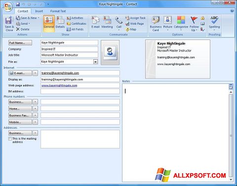 Στιγμιότυπο οθόνης Microsoft Outlook Windows XP