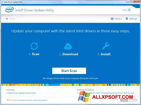 Στιγμιότυπο οθόνης Intel Driver Update Utility Windows XP