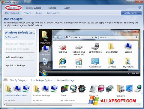 Στιγμιότυπο οθόνης IconPackager Windows XP