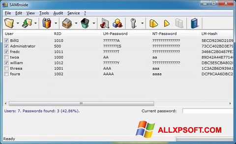 Στιγμιότυπο οθόνης SAMInside Windows XP