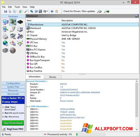 Στιγμιότυπο οθόνης PC Wizard Windows XP