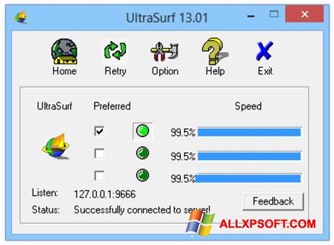 Στιγμιότυπο οθόνης UltraSurf Windows XP