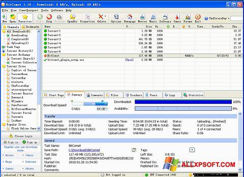 Στιγμιότυπο οθόνης BitComet Windows XP