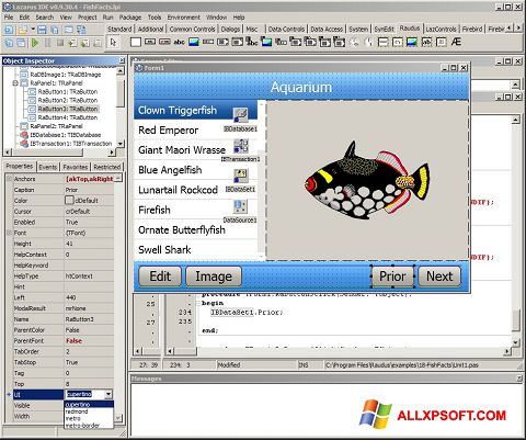 Στιγμιότυπο οθόνης Lazarus Windows XP