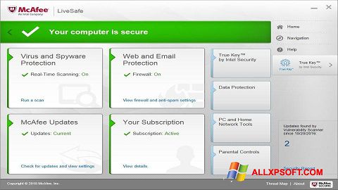Στιγμιότυπο οθόνης McAfee LiveSafe Windows XP