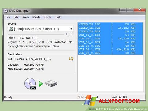 Στιγμιότυπο οθόνης DVD Decrypter Windows XP