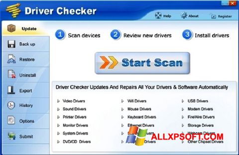 Στιγμιότυπο οθόνης Driver Checker Windows XP