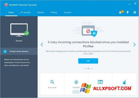 Στιγμιότυπο οθόνης McAfee Internet Security Windows XP