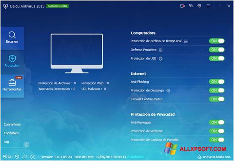 Στιγμιότυπο οθόνης Baidu Antivirus Windows XP
