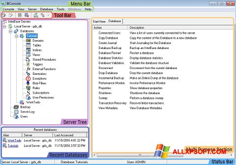 Στιγμιότυπο οθόνης InterBase Windows XP
