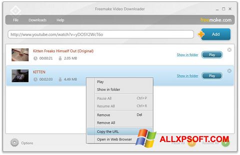 Στιγμιότυπο οθόνης Freemake Video Downloader Windows XP