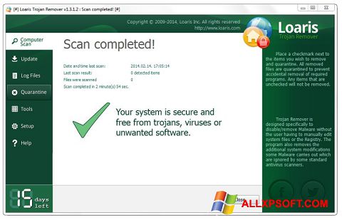 Στιγμιότυπο οθόνης Loaris Trojan Remover Windows XP