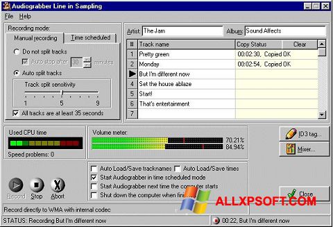 Στιγμιότυπο οθόνης Audiograbber Windows XP