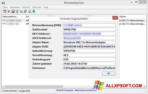 Στιγμιότυπο οθόνης WirelessKeyView Windows XP