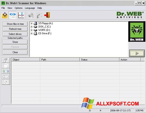 Στιγμιότυπο οθόνης Dr.Web CureIt Windows XP