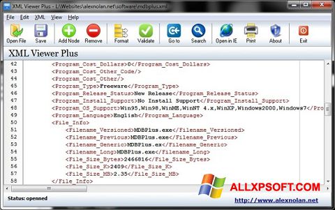 Στιγμιότυπο οθόνης XML Viewer Windows XP