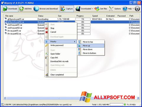 Στιγμιότυπο οθόνης Mipony Windows XP