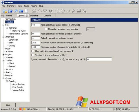 Στιγμιότυπο οθόνης Vuze Windows XP
