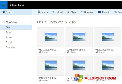Στιγμιότυπο οθόνης OneDrive Windows XP