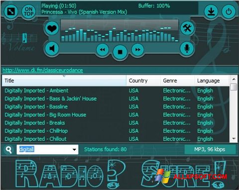 Στιγμιότυπο οθόνης RadioSure Windows XP
