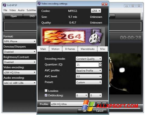 Στιγμιότυπο οθόνης XviD4PSP Windows XP