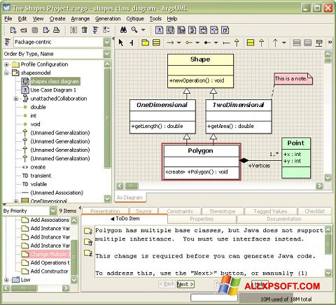 Στιγμιότυπο οθόνης ArgoUML Windows XP