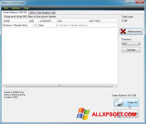 Στιγμιότυπο οθόνης XBoot Windows XP