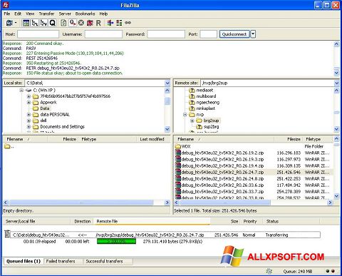 Στιγμιότυπο οθόνης FileZilla Server Windows XP