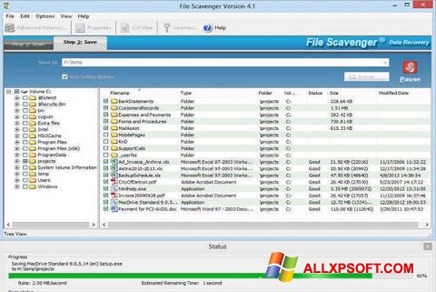 Στιγμιότυπο οθόνης File Scavenger Windows XP