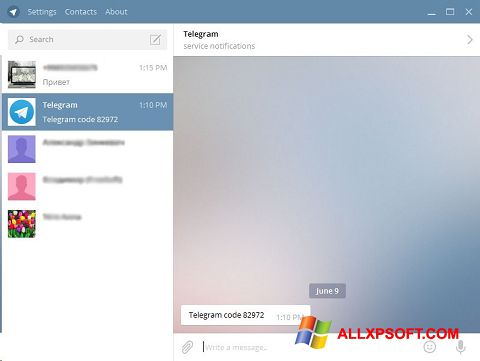 Στιγμιότυπο οθόνης Telegram Desktop Windows XP