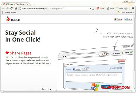 Στιγμιότυπο οθόνης Torch Browser Windows XP