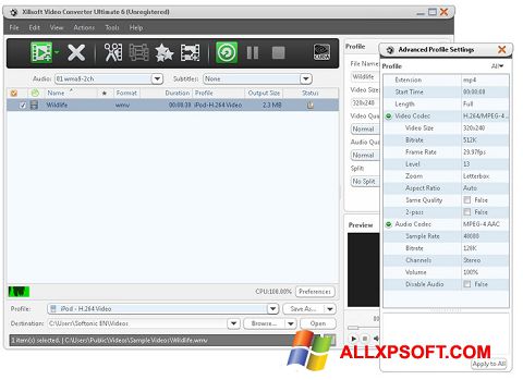 Στιγμιότυπο οθόνης Xilisoft Video Converter Windows XP