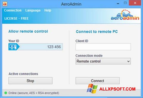 Στιγμιότυπο οθόνης AeroAdmin Windows XP