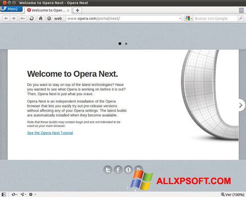 Στιγμιότυπο οθόνης Opera Developer Windows XP