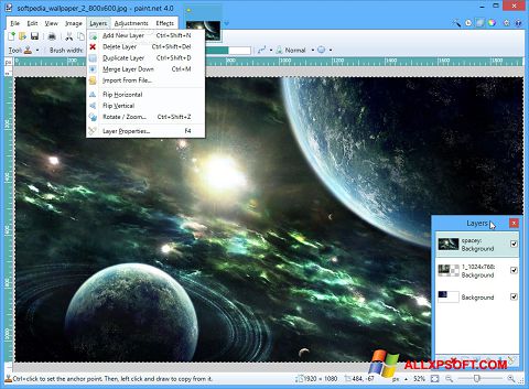 Στιγμιότυπο οθόνης Paint.NET Windows XP