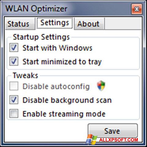 Στιγμιότυπο οθόνης WLAN Optimizer Windows XP